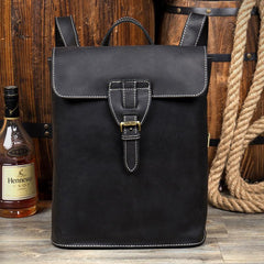 Black Fashion Mens Leather 14-inch Computer Backpack Brown Side Bag Messenger Bag for men - imessengerbags