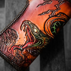 Handmade Leather Prajna Ghost Mens Chain Biker Wallet Cool Leather Wallet With Chain Wallets for Men - imessengerbags