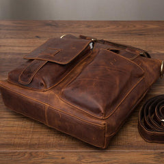 Cool Leather Mens Small Briefcase Handbag Business Handbag Shoulder Bag For Men - imessengerbags