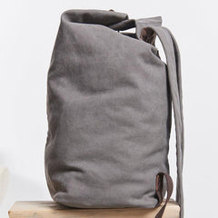 Cool Canvas Leather Mens Bucket Backpack Canvas Travel Bag Canvas Barrel Bag for Men - imessengerbags