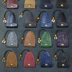 Handmade Leather Floral Mens Cool Car Key Wallet Coin Wallet Pouch Car KeyChain for Men - imessengerbags