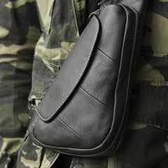 Genuine Leather Mens Cool Chest Bag Sling Bag Crossbody Bag Travel Bag Hiking Bag for men - imessengerbags