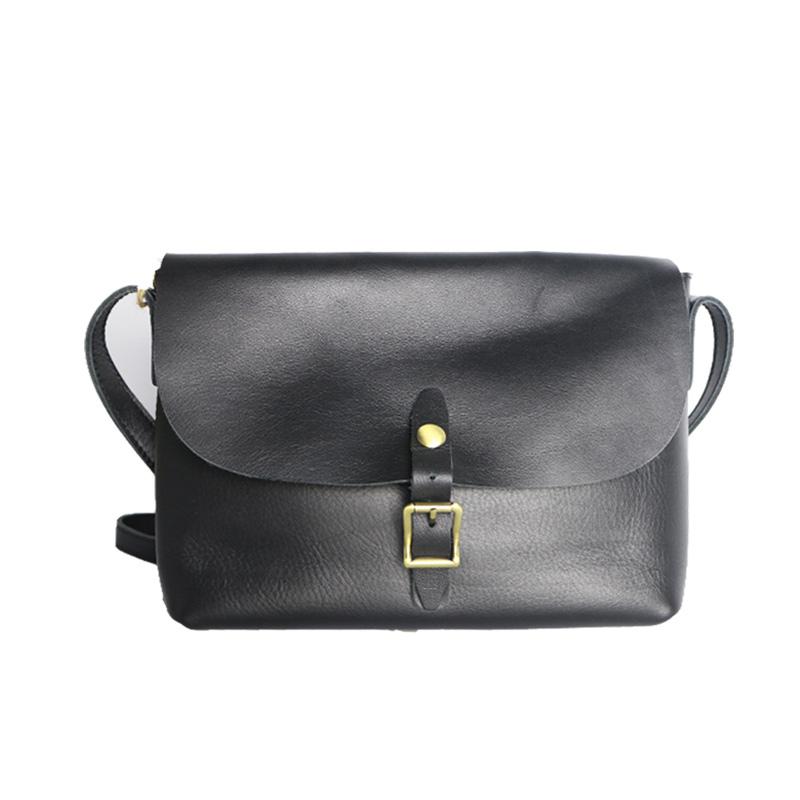 Black Leather Mens Casual Small Postman Bag Courier Bags Coffee Messenger Bag For Men - imessengerbags