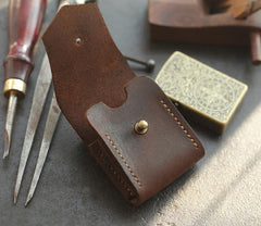 Brown Handmade Leather Mens Zippo Lighter Case With Belt Loop Zippo  Standard Lighter Holders For Men