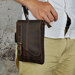 Mens Leather Small Side Bag COURIER BAGs Waist Pouch Holster Belt Case Belt Pouch for Men - imessengerbags