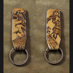 Handmade Leather Tooled League of Legends LOL KeyChain Key Ring Mens Cool Car Key Wallet Wallet Car for Men - imessengerbags