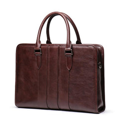 Vintage Brown Leather Men's 14‘’ Laptop Briefcase Professional Briefcase Handbag For Men - imessengerbags