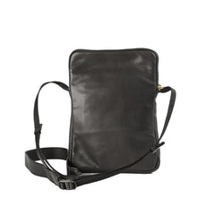 CASUAL BLACK LEATHER MEN'S 8 INCHES MIni Vertical Side Bag MESSENGER BAG BLACK PHONE Courier BAG FOR MEN - imessengerbags