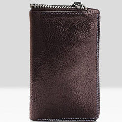 Handmade Mens Cool billfold Leather Wallet Men Small Zipper Wallets Bifold for Men - imessengerbags
