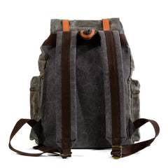 Gray Waxed Canvas Mens Waterproof Large 14‘’ Hiking Backpack Travel Backpack Computer Backpack College Backpack for Men - imessengerbags