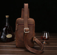 Vintage Leather Men's Sling Bag Chest Bag Sling Shoulder Bag For Men