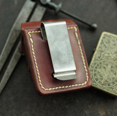 Cool Brown Leather Mens Holster Zippo Lighter Case Standard Zippo Lighter Holder with Belt Clip For Men