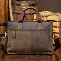 Leather Mens 13 inches Briefcase Dark Brown Laptop Bags Business Bags Work Bags for Men