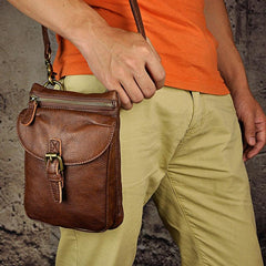 Cool Mens Leather Side Bag Belt Pouch Holster Belt Case Pack Waist Pouch for Men