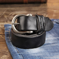 Genuine Leather Punk Rock Biker Trucker Mens Belt Men Black Coffee Belt for Men - imessengerbags