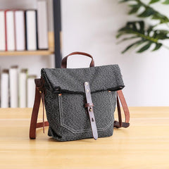 Canvas Mens Womens Small Side Bag Black Handbag Shoulder Bag Messenger Bag for Men