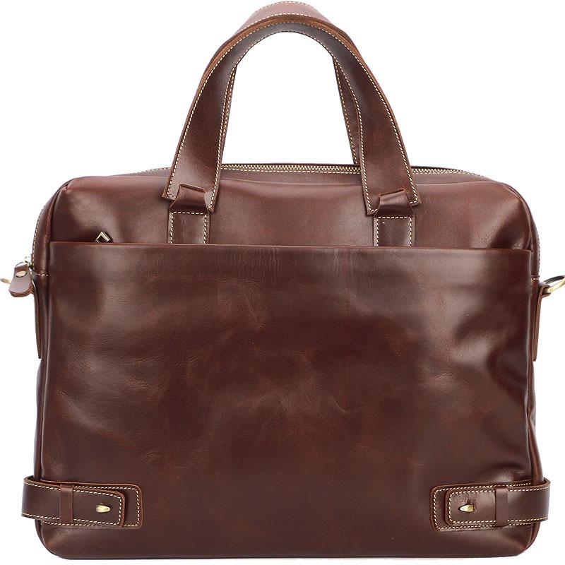 Vintage Maroon Mens Leather Briefcase Work Handbag Brown 14'' Laptop Briefcases For Men - imessengerbags