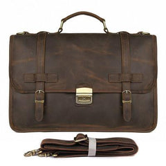 Top Brown Large Leather Mens Business 15 inches Laptop Work Briefcase Large Handbag Briefcase Business Bags For Men