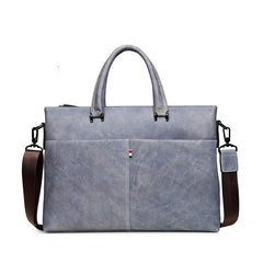 Brown Leather Men 13 inches Vintage Briefcase Handbag Gray Brown Laptop Handbag Side Bag For Men