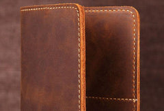 Handmade Genuine Leather Slim Wallet Bifold Long Wallet Passport Purse Bag For Mens - imessengerbags
