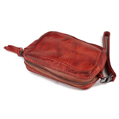 Vintage Leather Brown Men's Coin Wallet Black Wristlet Change Wallet Card Holder For Men - imessengerbags