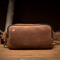 Vintage Brown Mens Leather Fanny Pack Waist Bag Leather Hip Pack Belt Bags Bumbag for Men