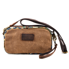 Cool Canvas Mens Green Clutch Bag Mini Side Bag Gray Small Messenger Bag For Men - imessengerbags