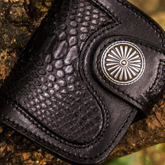 Handmade Leather Biker Wallet Mens Cool Short Chain Wallet Trucker Wallet with Chain
