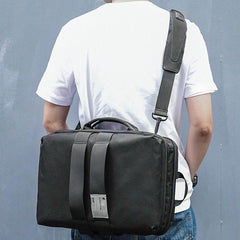 Cool PVC Canvas Men's Black Messenger Bag Travel Backpack 15.5'' Blue Handbag For Men - imessengerbags