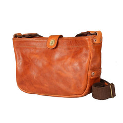 Casual Tan Leather Mens 8 inches Postman Bag Side Bag Brown Leather Messenger Bags Courier Bag For Men - imessengerbags