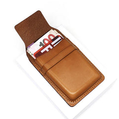 Badass Leather Mens Card Wallet Front Pocket Wallets Small Slim Wallet Change Wallet for Men - imessengerbags