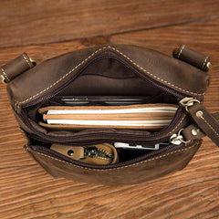 Dark Brown Cool Leather Small Vertical Side Bag Messenger Bags Courier Bag for Men - imessengerbags
