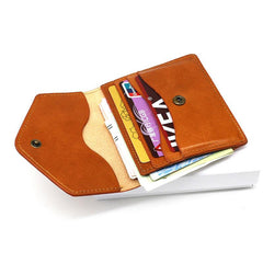 Cool Leather Mens Slim Card Wallet Front Pocket Wallets Small Change Wallet for Men
