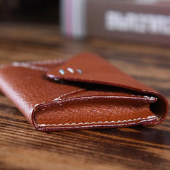 Handmade Mens Cool Short Leather Wallet Men Small Card Slim Wallets Bifold for Men