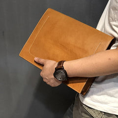 Handmade Leather Mens A4 Envelope Bag 10 inches Clutch Bag Business Documents Bag For Men - imessengerbags