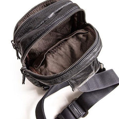 Genuine Leather Mens Cool Chest Bag Sling Bag Crossbody Bag Travel Bag Hiking Bag for men