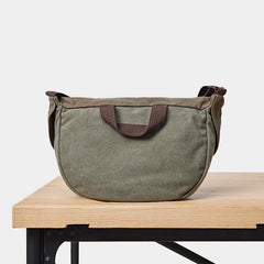 Canvas Mens Small Side Bags Green Canvas Saddle Messenger Bags Canvas Courier Bag for Men - imessengerbags