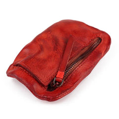 Vintage Leather Men's Zipper Small Wallet Coin Wallet Coin Holder for Men - imessengerbags
