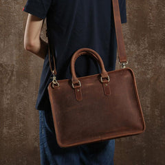 Handmade Leather Mens Cool Messenger Bag Briefcase Work Bag Business Bag Laptop Bag for men