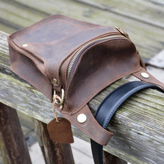 Cool Brown Leather Men's Belt Bag Waist Bag Motorcycle Bag Belt Pouch For Men