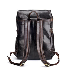 Casual Leather Mens 14inch Laptop Backpack School Backpack Barrel Travel Backpack for Men - imessengerbags