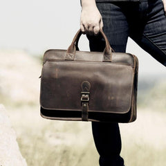 Genuine Leather Mens Cool Messenger Bag Briefcase Work Bag Business Bag for men