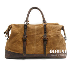 Mens Waxed Large Canvas Weekender Bag Canvas Travel Bag Canvas Overnight Bag for Men