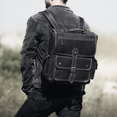 Handmade Leather Mens Cool Backpack Messenger Bag Briefcase Work Bag Business Bag for men - imessengerbags