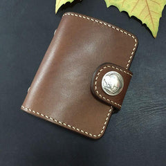 Handmade Leather Mens Cool Short Wallet Card Holder Small Card Slim Wallets for Men