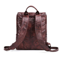 Handmade Cool Leather Men's Backpack Travel Backpack 14inch Computer Backpack For Men - imessengerbags