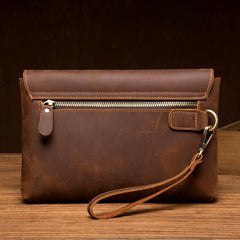 Brown Vintage Mens long Wallet Large Wristlet Wallet Cool Clutch Wallet Envelope Wallet for Men - imessengerbags
