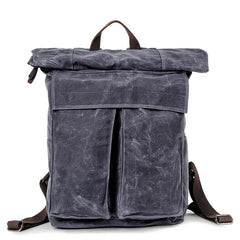 Cool Waxed Canvas Mens Waterproof 15.6'' Travel Backpack Hiking Backpack for Men - imessengerbags