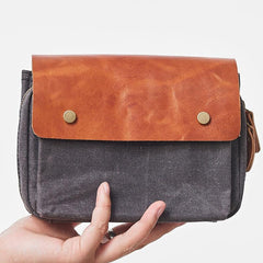 Canvas Leather Mens Belt Pouch Waist Bag Fanny Pack Small Side Bag for Men - imessengerbags