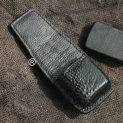 Cool Handmade Black Leather Mens Zippo Lighter Cover Classic Zippo Lighter Holder For Men